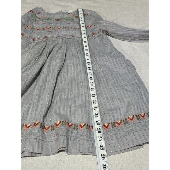 Peek Shiloh‎ Grey Embroidered Long Sleeve Knee Length Dress Sz. 12 NWT - Picture 2 of 6